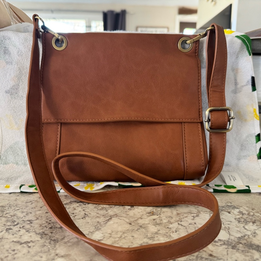 Joy Susan Brown Leather Crossbody Bag